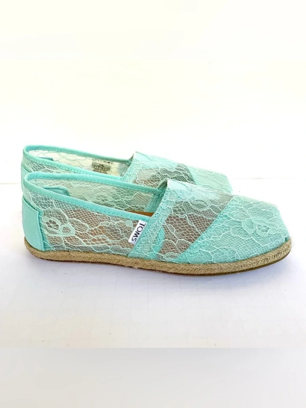 New TOMS Mint Lace Espadrille Slip-On Flats size 8